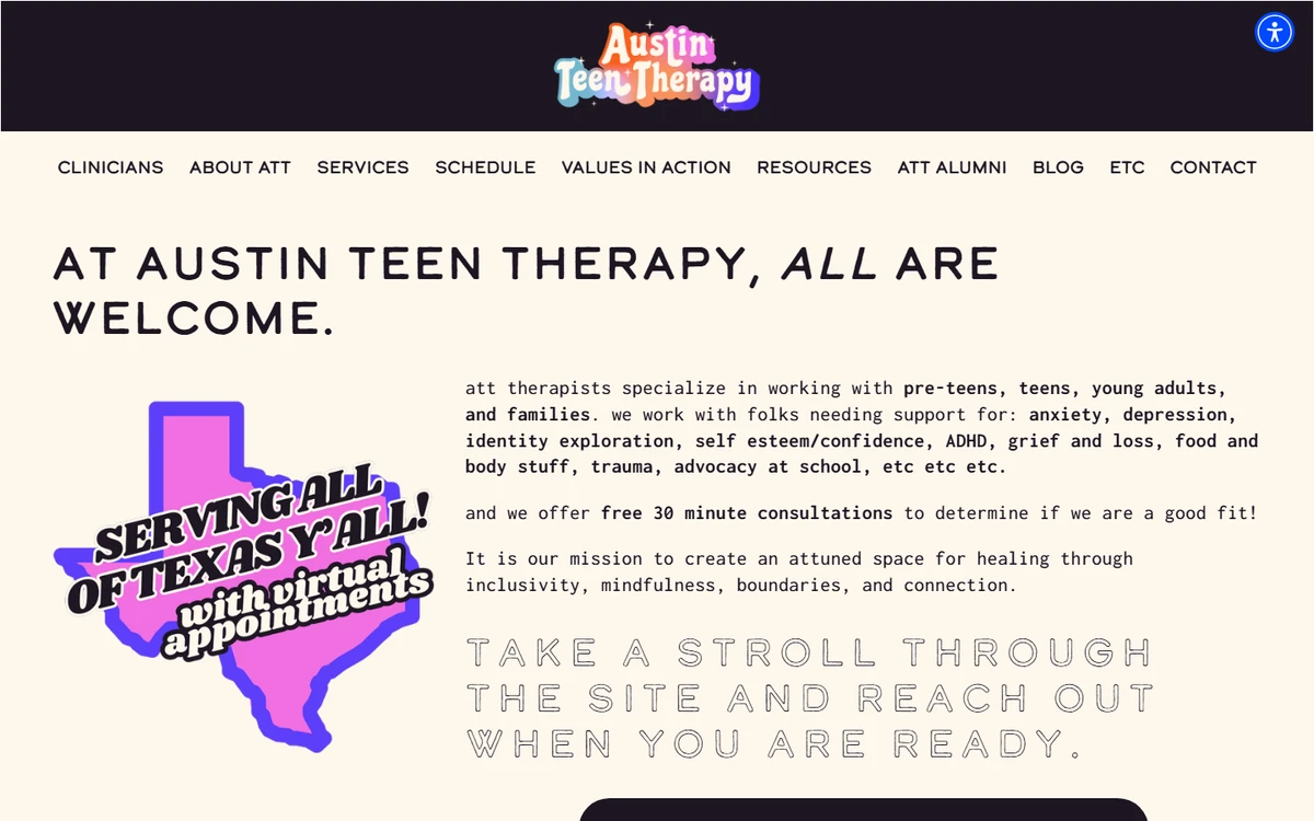 Austin Teen Therapy homepage