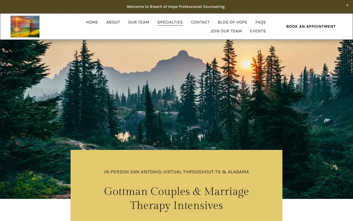 Breath of Hope Gottman intensives page