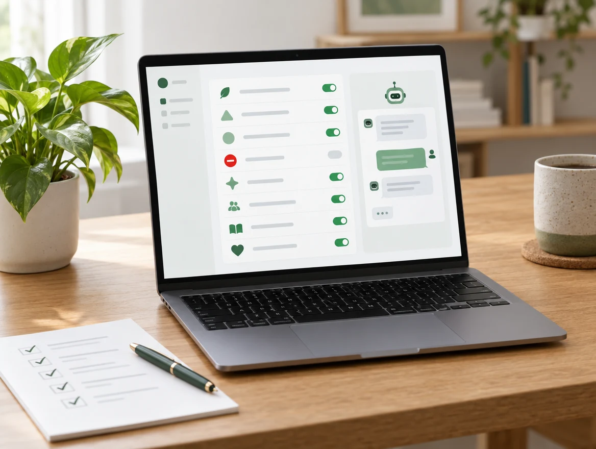 A chatbot setup screen with approved topics switched on and one blocked