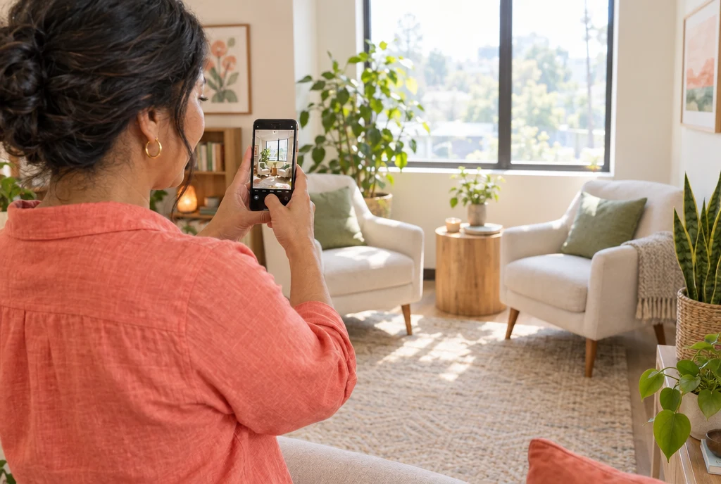 A practice owner photographing her therapy room for her business profile